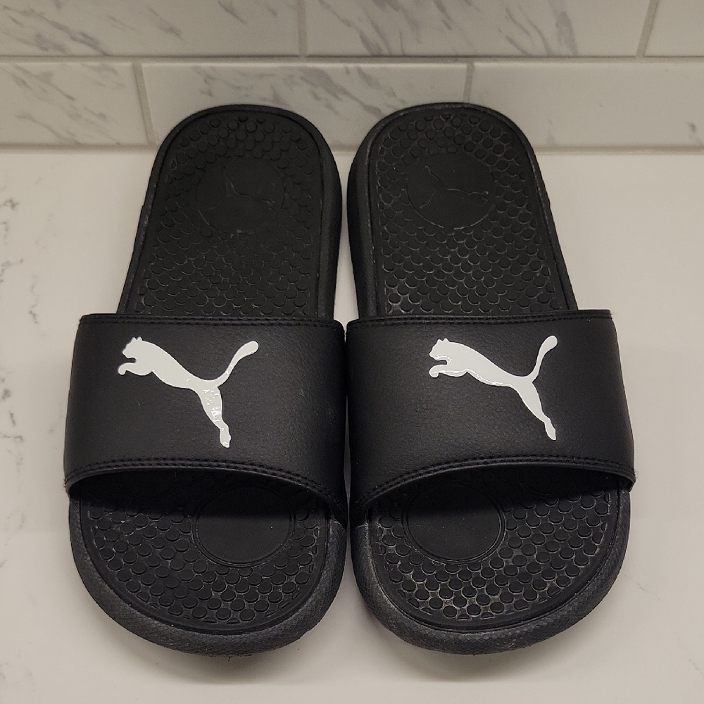 Puma Slides Black White Womens 8